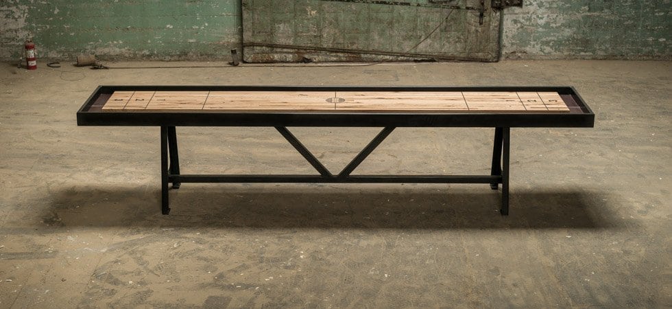 A frame shuffleboard table